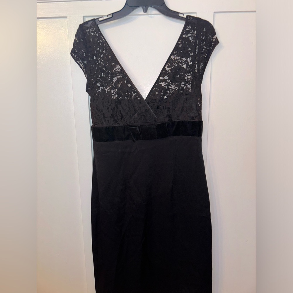 Knee length black dress. Banana Republic